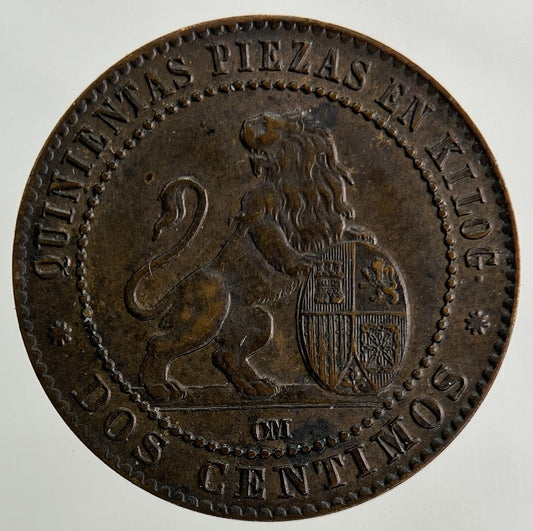 1870 Spain Dos 2 Gramos Coin | Very High Grade