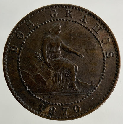 1870 Spain Dos 2 Gramos Coin | Very High Grade