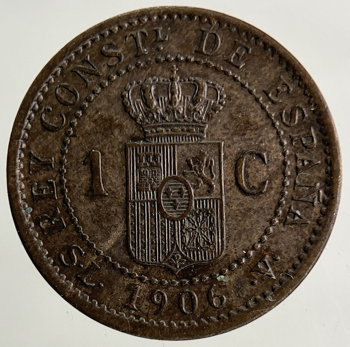 1906 Spain 1 Centimo Coin | Very High Grade