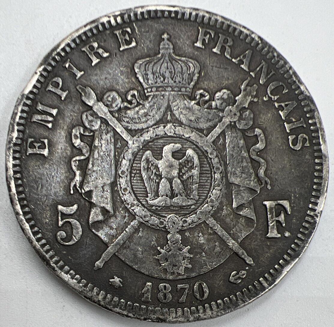 1870-A France 5 Francs Silver Coin | Napoleon III | Collectable Grade