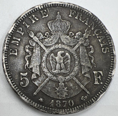 1870-A France 5 Francs Silver Coin | Napoleon III | Collectable Grade