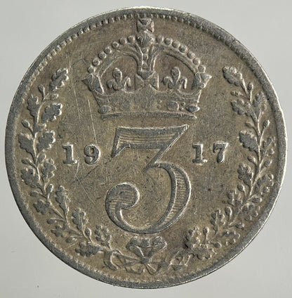 1917 George V Threepence Silver Coin | Fine Collectable Grade