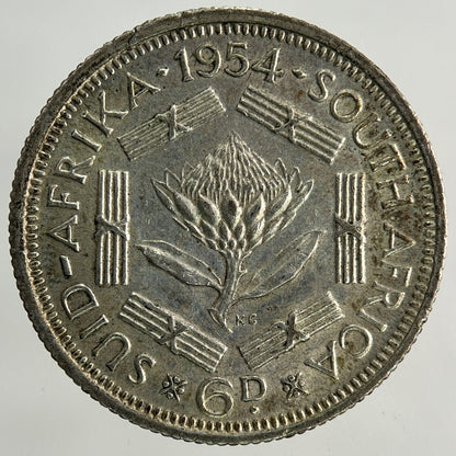 1954 South Africa Sixpence Silver Coin | Very High Grade