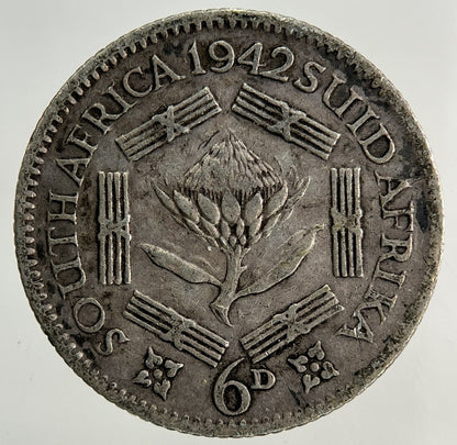 1942 South Africa Sixpence Silver Coin | Fine Collectable Grade