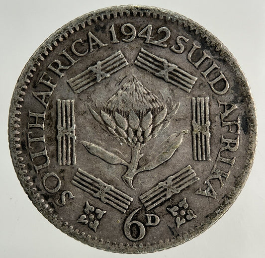 1942 South Africa Sixpence Silver Coin | Fine Collectable Grade
