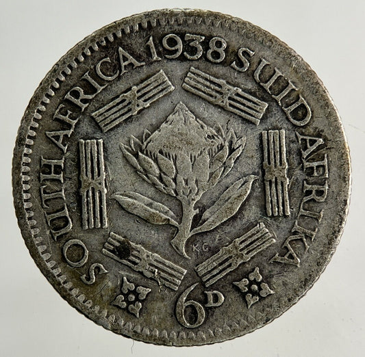 1938 South Africa Sixpence Silver Coin | Fine Collectable Grade
