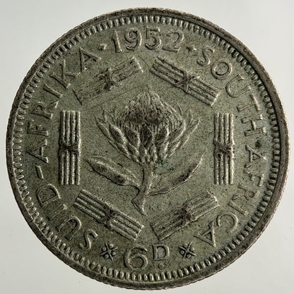 1952 South Africa Sixpence Silver Coin | Fine Collectable Grade