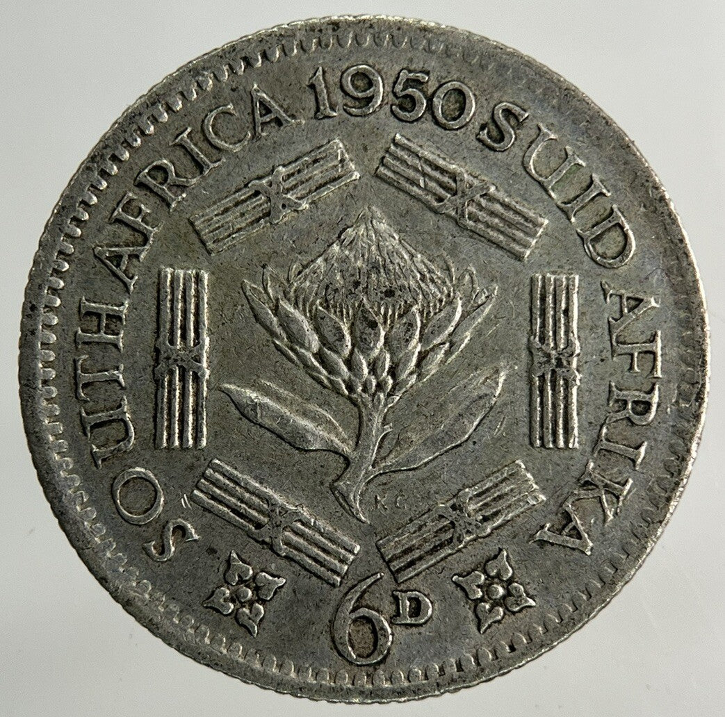 1950 South Africa Sixpence Silver Coin | Fine Collectable Grade