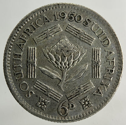 1950 South Africa Sixpence Silver Coin | Fine Collectable Grade