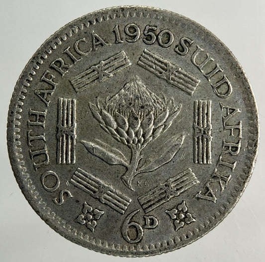 1950 South Africa Sixpence Silver Coin | Fine Collectable Grade