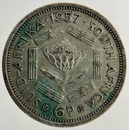1957 South Africa Sixpence Silver Coin | Fine Collectable Grade