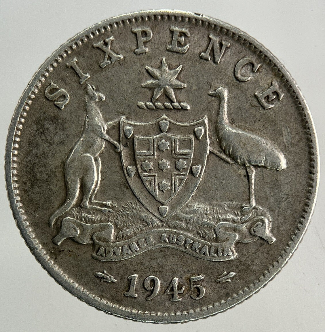 1945 Australia Sixpence Silver Coin | Very High Grade