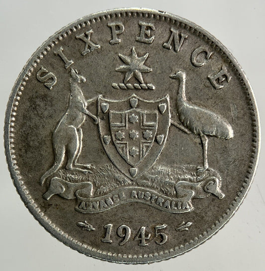 1945 Australia Sixpence Silver Coin | Very High Grade