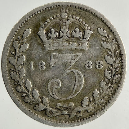 1888 Victoria Threepence Silver Coin | Fine Collectable Grade