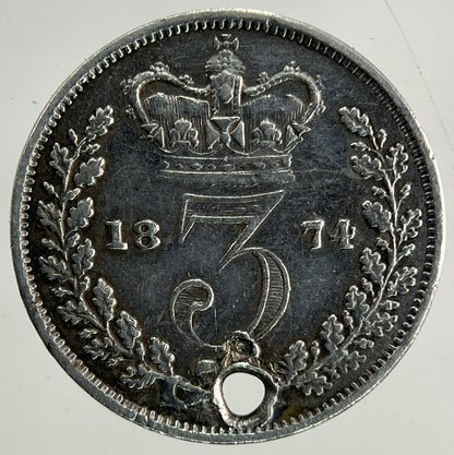 1874 Victoria Threepence Silver Coin | Fine Collectable Grade