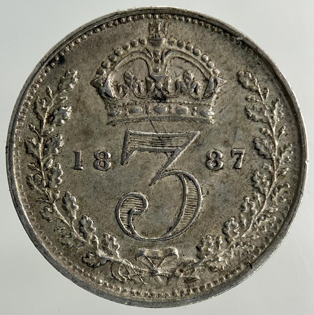 1887 Victoria Threepence Silver Coin | Very Fine Grade