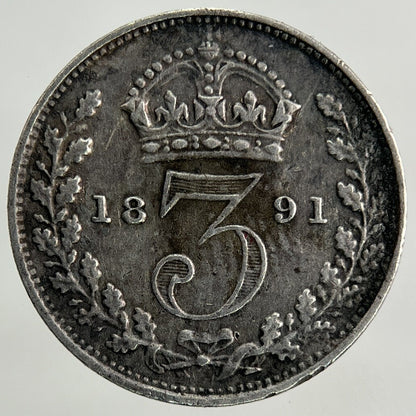 1891 Victoria Threepence Silver Coin | Very High Grade