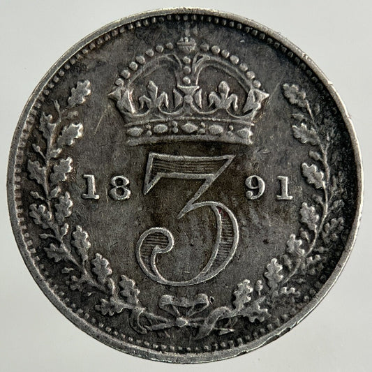 1891 Victoria Threepence Silver Coin | Very High Grade