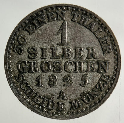 1825 Germany German States 1 Groschen Silver Coin | Very High Grade