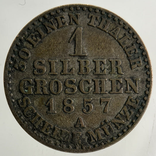 1857 Germany German States 1 Groschen Silver Coin | Fine Collectable Grade