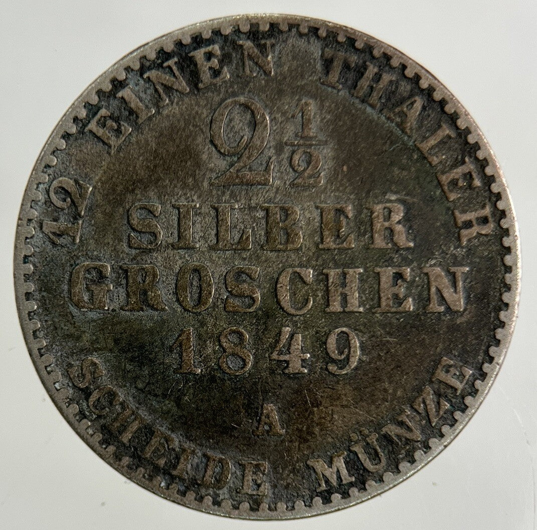 1849 Germany German States 2 1/2 Groschen Silver Coin | Collectable Grade