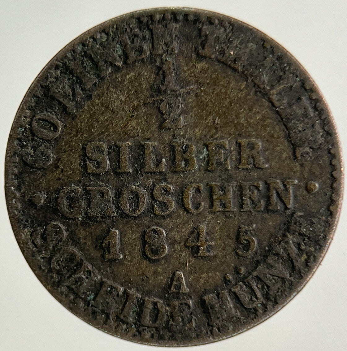 1845 Germany German States Half 1/2 Groschen Silver Coin | Collectable Grade