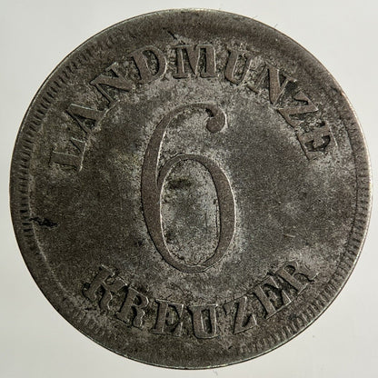 1829 Germany German States 6 Kreuzer Silver Coin | Collectable Grade