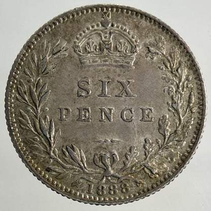 1888 Victoria Sixpence Silver Coin | Very Fine Grade