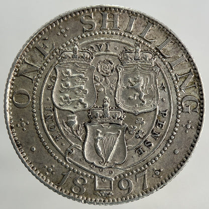 1897 Victoria Shilling Silver Coin | Very Fine Grade