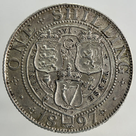 1897 Victoria Shilling Silver Coin | Very Fine Grade