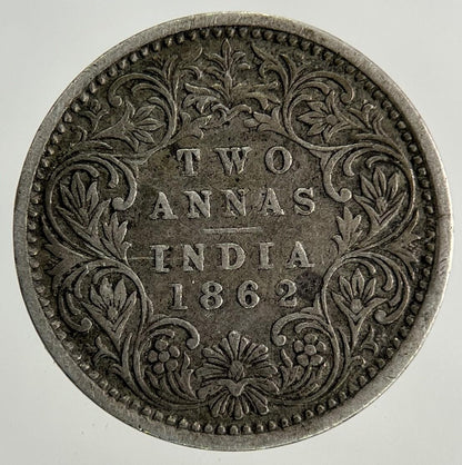 1862 India 2 Annas Silver Coin | Very High Grade