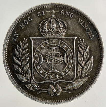 1865 Brazil 200 Reis Silver Coin | Very High Grade