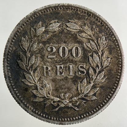 1892 Portugal 200 Reis Silver Coin | Very High Grade