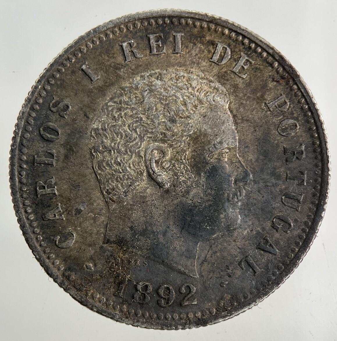 1892 Portugal 200 Reis Silver Coin | Very High Grade