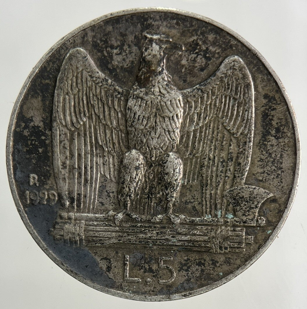 1929 Italy 5 Lira Silver Coin | Very High Grade