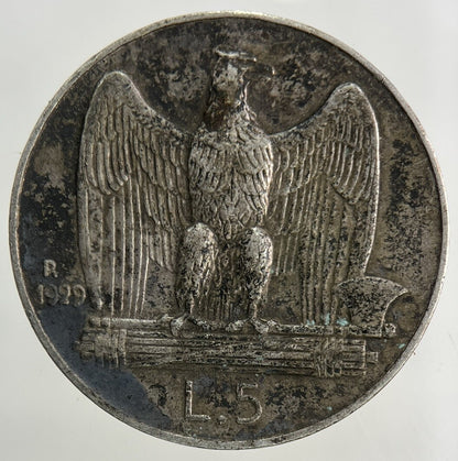 1929 Italy 5 Lira Silver Coin | Very High Grade