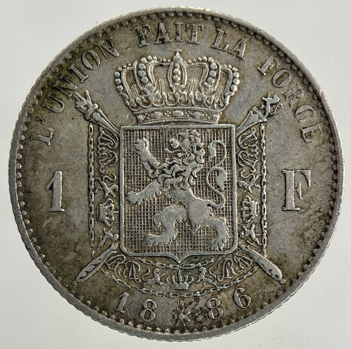 1886 Belgium 1 Franc Silver Coin | Very High Grade