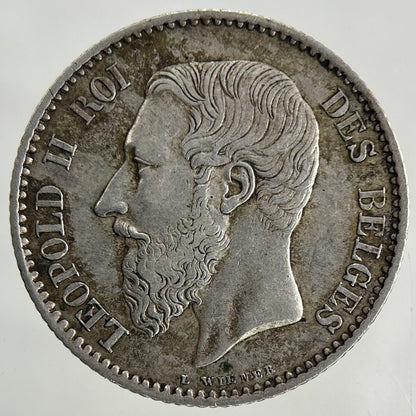 1886 Belgium 1 Franc Silver Coin | Very High Grade