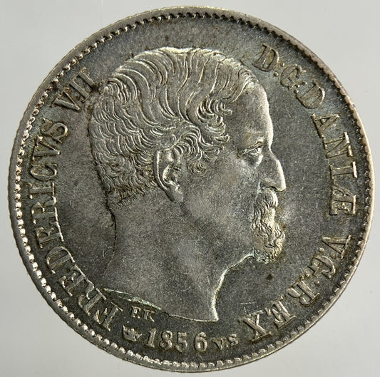 1856 Denmark 16 Skilling Silver Coin | Very Fine Grade