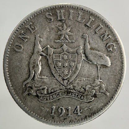 1914 Australia One Shilling Silver Coin | Fine Collectable Grade