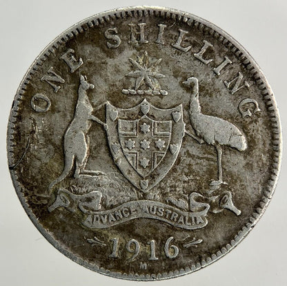 1916-M Australia One Shilling Silver Coin | Fine Collectable Grade