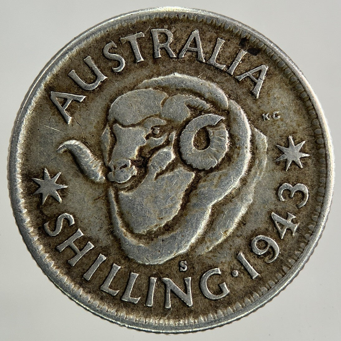 1943-S Australia One Shilling Silver Coin | Fine Collectable Grade