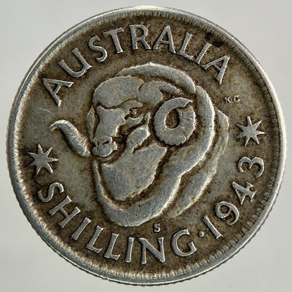 1943-S Australia One Shilling Silver Coin | Fine Collectable Grade