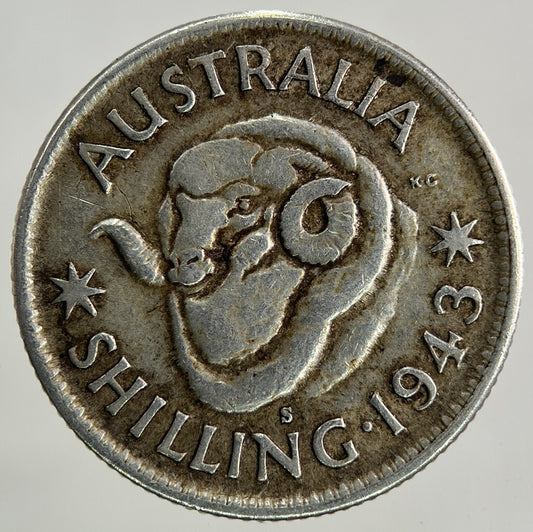 1943-S Australia One Shilling Silver Coin | Fine Collectable Grade