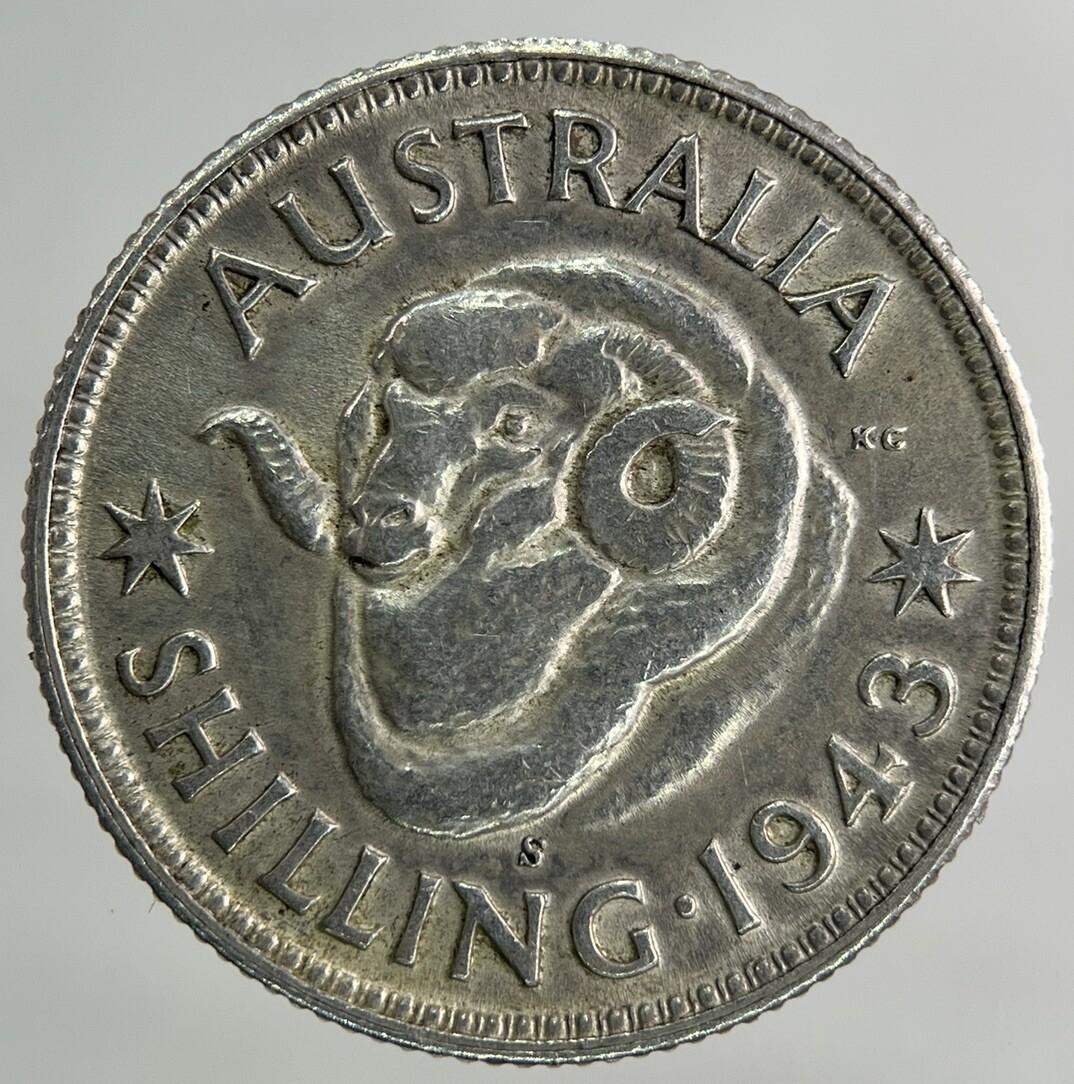 1943-S Australia One Shilling Silver Coin | Fine Collectable Grade