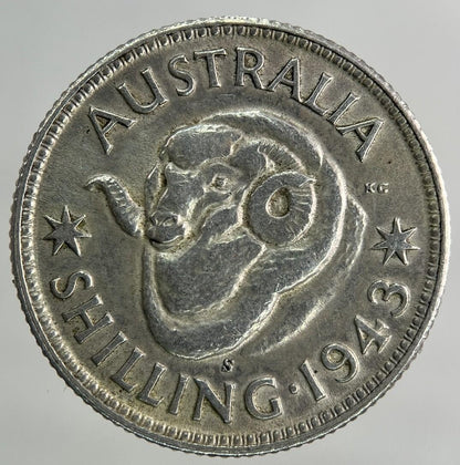 1943-S Australia One Shilling Silver Coin | Fine Collectable Grade