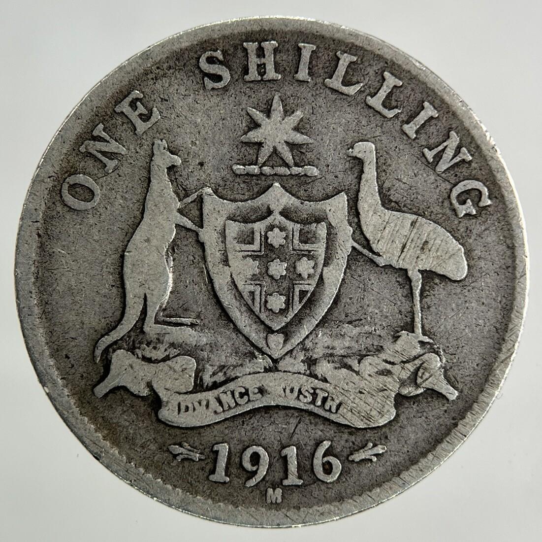 1916-M Australia One Shilling Silver Coin | Collectable Grade