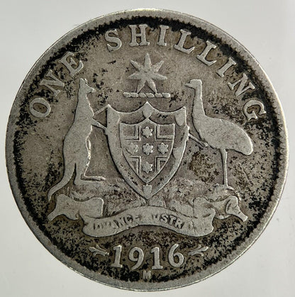 1916-M Australia One Shilling Silver Coin | Fine Collectable Grade