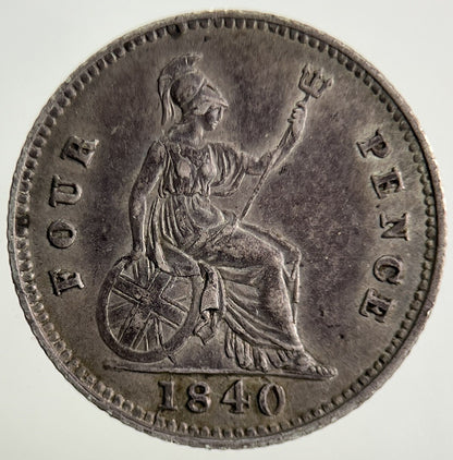1840 Victoria Groat Four-Pence Silver Coin | Very High Grade