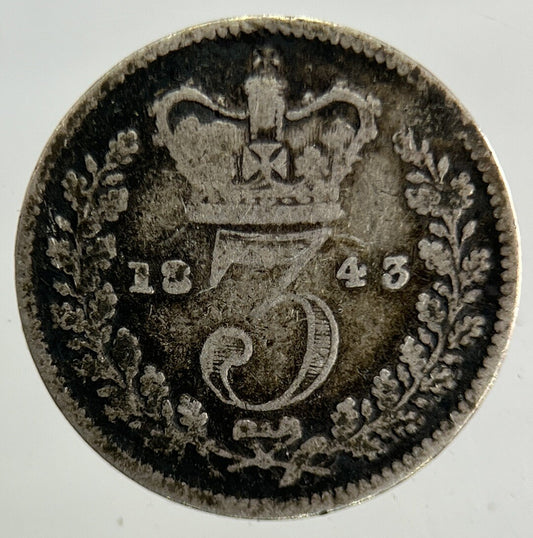 1843 Victoria Threepence Silver Coin | Fine Collectable Grade
